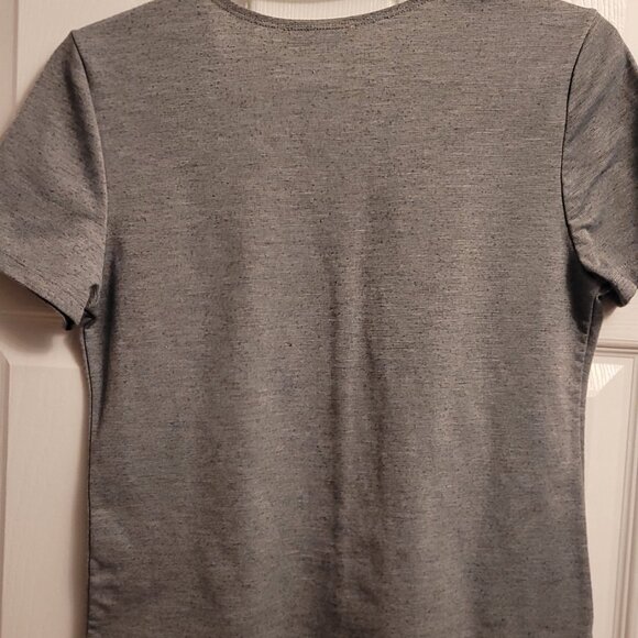 ZARA Short Sleeve V-Neck Grey Top Size Large - Picture 2 of 4